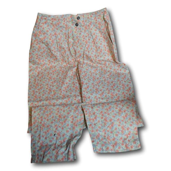 Vintage Floral Print High-Waisted Pants - Retro 90s Size: 10 - Picture 1 of 4
